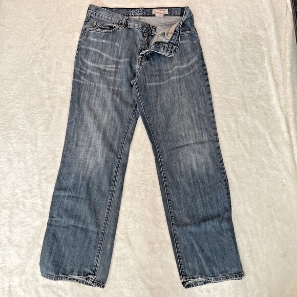 Vtg 1969 Jeans Men’s Size 34x32 Low Rise Straight Fit  Button Fly Distressed - Picture 1 of 9